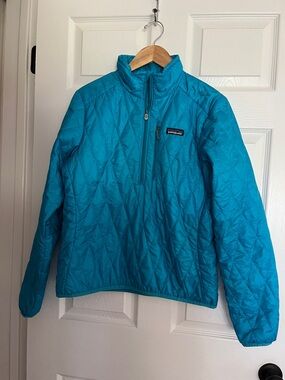 Patagonia Teal Quilted Half-Zip Pullover
